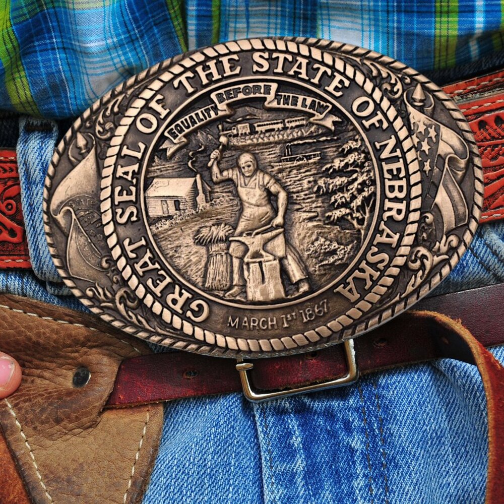 Tony Lama The Great State of Nebraska Belt Buckle